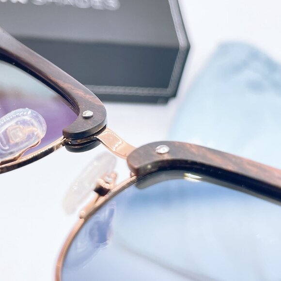 Slyk Shades Abalone Shell Design Polarized Sunglasses Rose Gold Accents Wooden A - Picture 7 of 11